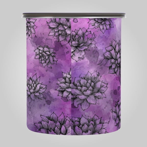 30OZ Food Storage Can - Keep Coffee Tea Flour & More Fresh - Ideal for Cereal Nuts & Pet Food Lavender Succulent Blooms