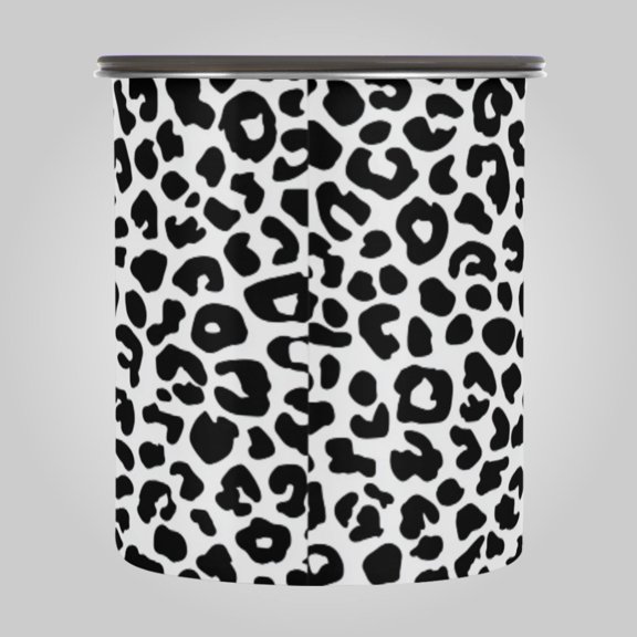 30OZ Food Storage Can - Keep Coffee Tea Flour & More Fresh - Ideal for Cereal Nuts & Pet Food Minimalist Black Leopard Print