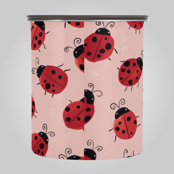 30OZ Food Storage Can - Keep Coffee Tea Flour & More Fresh - Ideal for Cereal Nuts & Pet Food Pink Ladybug Print