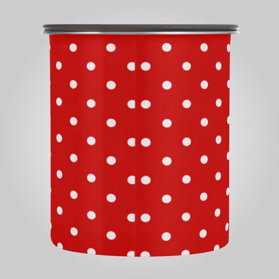 30OZ Food Storage Can - Keep Coffee Tea Flour & More Fresh - Ideal for Cereal Nuts & Pet Food Red White Mini Polka Dot