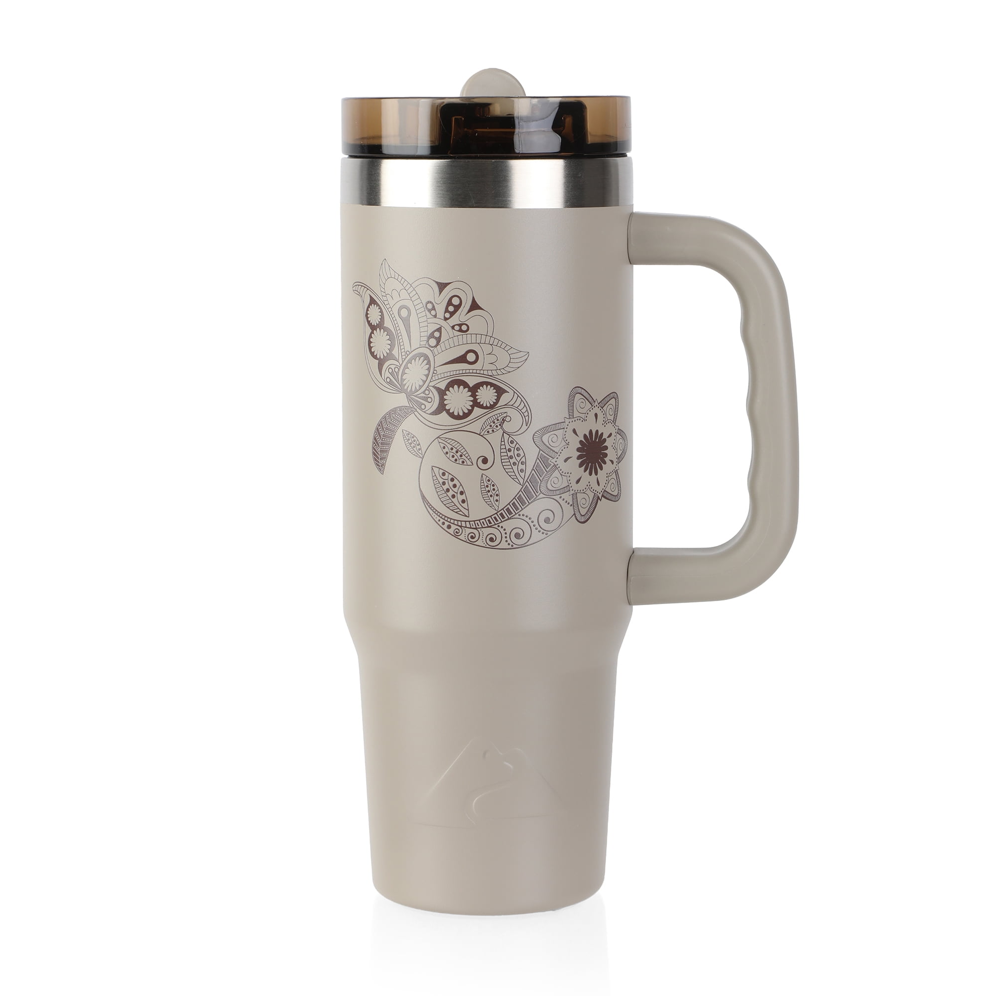 Ozark Trail 30 oz Stainless Steel Insulated Travel Tumbler with Handle and Flip Straw Lid, Teddy Bear
