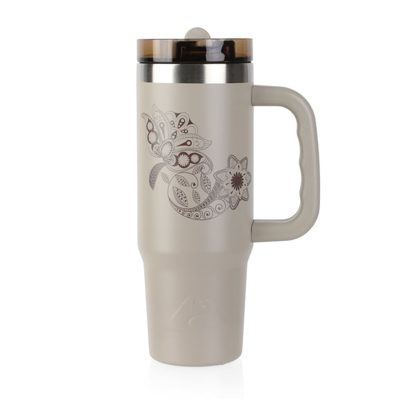Ozark Trail 30oz Insulated Stainless Steel Travel Tumbler with Handle and Flip Straw Lid. Leak Resistant,Teddy Bear