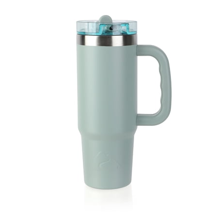 Ozark Trail 30oz Insulated Stainless Steel Travel Tumbler with Handle and Flip Straw Lid,Sage Green