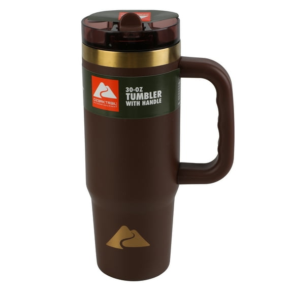 Ozark Trail 30oz Hot Chocolate Stainless Steel Insulated Travel Tumbler with Handle and Flip Straw Lid. Leak Resistant