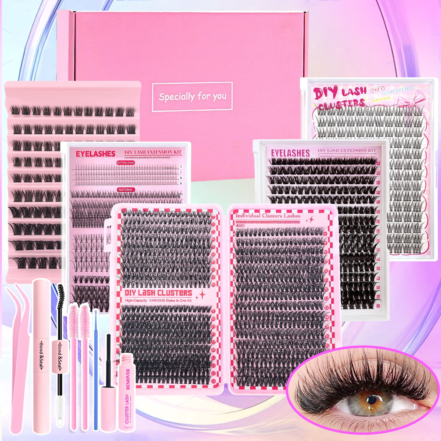 30P/40P 32-Row False Eyelash Glue, 60P/80P Cluster Lash Book Eyelashes