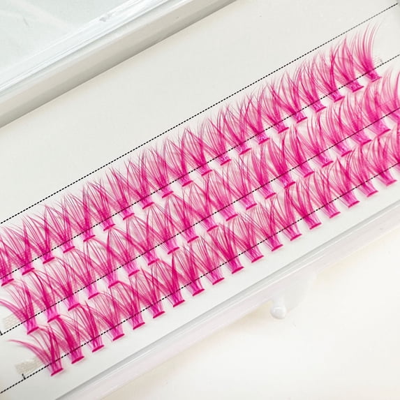 30P Colorful Hot-melt Cluster False Eyelashes, Handmade Shiny Purple & Blue, Stage Style Gradient Lashes for Self-grafting