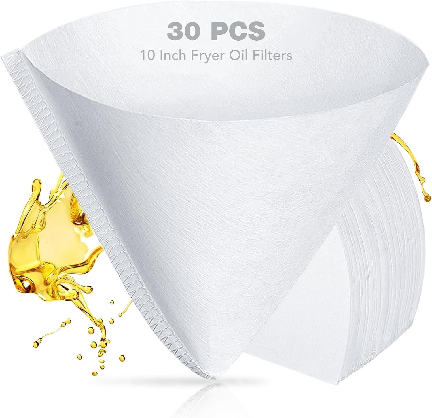 30P Fryer Oil Filters, Commercial 10" Deep Fryer Oil Filters, Cones Cooking Oil Filters, Maple