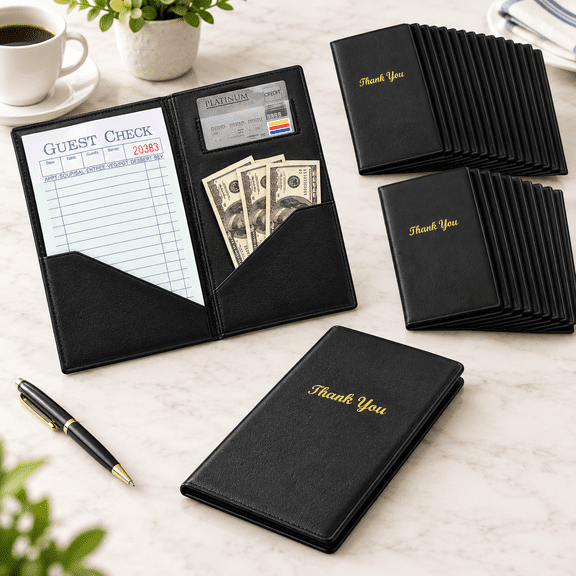 30P Restaurant Server Check Books, PVC Durable Check Presenters for Food Service