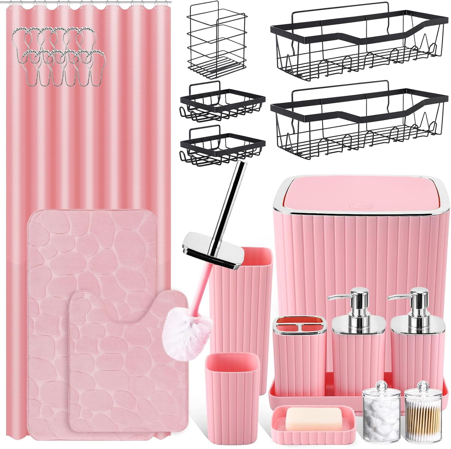 30PC Bathroom Accessories Set - Gorgeous Pink Bathroom Set, Bathroom ...