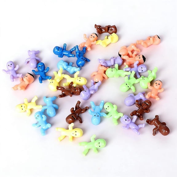 30PC Mardi Gras King Cake Babies, Mini Plastic Figurines for Party Decorations, Baby Shower Favors, Cake Toppers