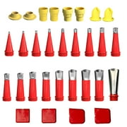 30PC Universal Integrated Rubber Nozzle Tool Kit,Universal Integrated Rubber Nozzle Tool,Reusable Caulking Nozzles Tips with Connect Base Elbow Stainless Steel Sealant Nozzle Applicator Caulk Nozzle