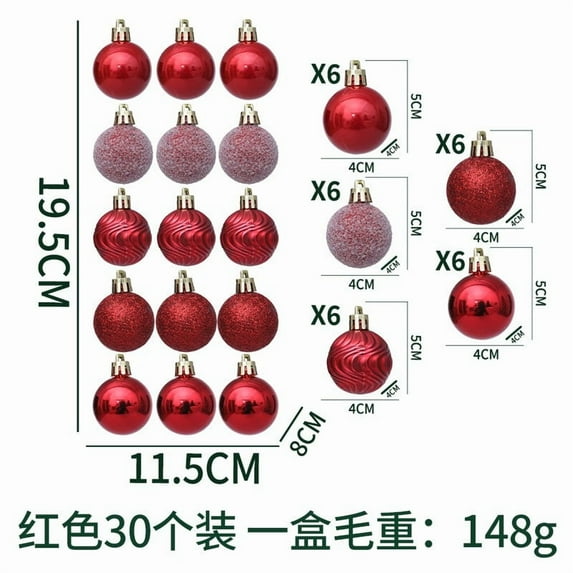 30PCS 1.5 Inch Christmas Tree Ornaments | Shatterproof Plastic Ball Decorations in Red & Gold | 4cm Small Holiday Decor for Wreaths & Garlands