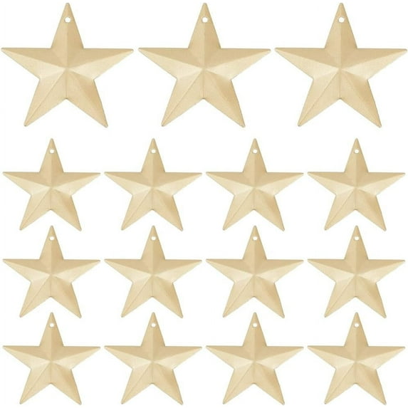30PCS 1.6" Matte Gold Metal Star Decor Barn Star with Hole Iron Vintage Wall Arts Hanging Wall Decors for Crafts House Christmas Independence Day Indoor Outdoor DIY Handmade Accent