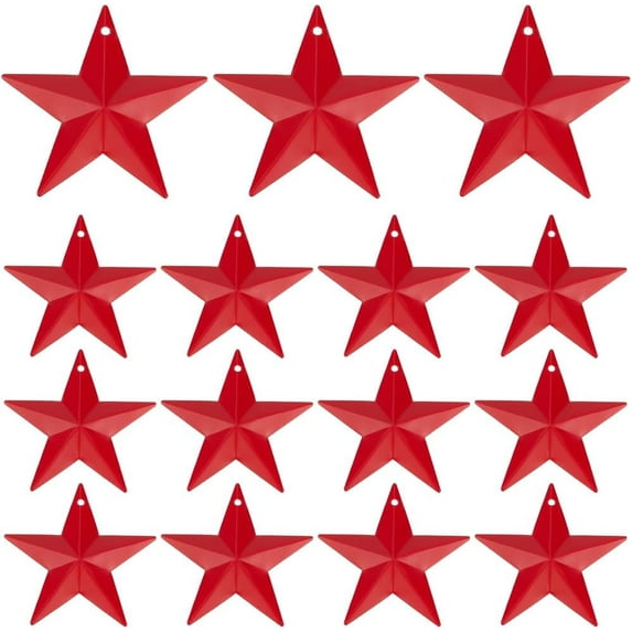 30PCS 1.6" Red Metal Star Decor Barn Star with Hole Iron Vintage Wall Arts Hanging Wall Decors for Crafts House Christmas Independence Day Indoor Outdoor DIY Handmade Accent DIY