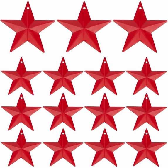 30PCS 1.6" Red Metal Star Decor Barn Star with Hole Iron Vintage Wall Arts Hanging Wall Decors for Crafts House Christmas Indoor Outdoor DIY Handmade AccentRed