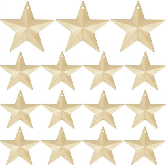 30PCS 1.9" Matte Gold Metal Star Decor Barn Star with Hole Iron Vintage Wall Arts Hanging Wall Decors for DIY