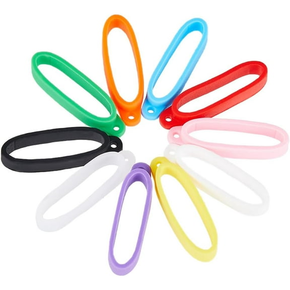 30PCS 10 Colors Anti-Lost Silicone Rubber Rings Holder 40mm/1.57 inch Diameter Multipurpose Adjustable Cases Necklace Lanyard Replacement Pendant Carrying Kit for DIY Pens