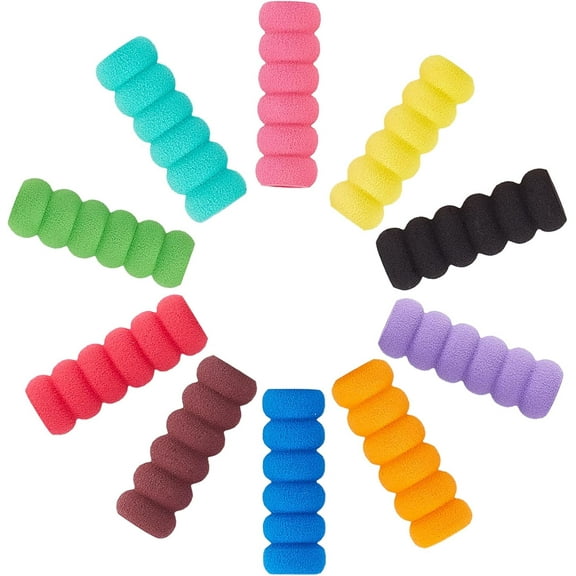 30PCS 10 Colors Foam Pencil Holder Grips Cushions Painting Pen Grippers Pencil Holders Writing Drill Pen Grippers Comfort Point Pen Sleeve Posture Correction Tool for Relieving Fingers Colorful