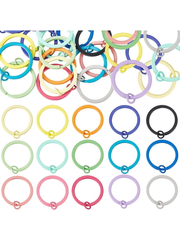 30PCS 15 Color Metal Split Jump Rings Colored Split Key Rings 1 Inch Double Loop Color Connectors Linking Keychain Rings Bulk for Jewelry Making Supply DIY Earrings Bracelet Necklace Crafts colorful