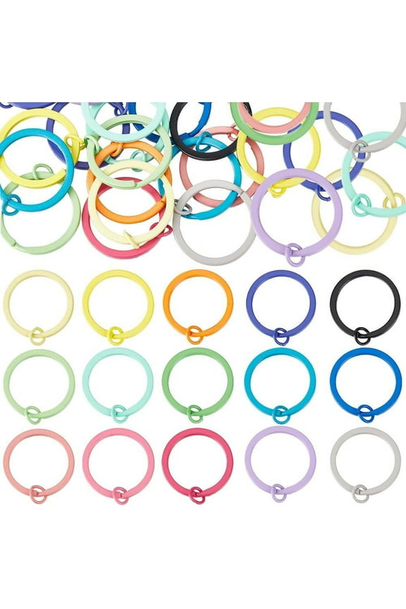 30PCS 15 Color Metal Split Jump Rings Colored Split Key Rings 1 Inch Double Loop Color Connectors Linking Keychain Rings Bulk for Jewelry Making Supply DIY Earrings Bracelet Necklace Crafts
