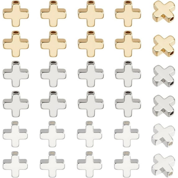 30PCS 18K Gold Plated Spacer Beads 3 Colors Metal Beads Square Spacer Beads for DIY Jewelry Making Findings and Other Craft Work 8x8x3~3.3mm
