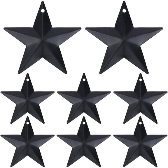 30PCS 2.4" Black Metal Star Decor Barn Star with Hole Iron Vintage Wall Arts Hanging Wall Decors for Crafts House Christmas Independence Day Indoor Outdoor DIY Handmade Accent DIY