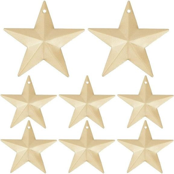 30PCS 2.4 Matte Gold Metal Star Decor Barn Star with Hole Iron Vintage Wall Arts Hanging Wall Decors for Crafts House Christmas Indoor Outdoor DIY Handmade Accent