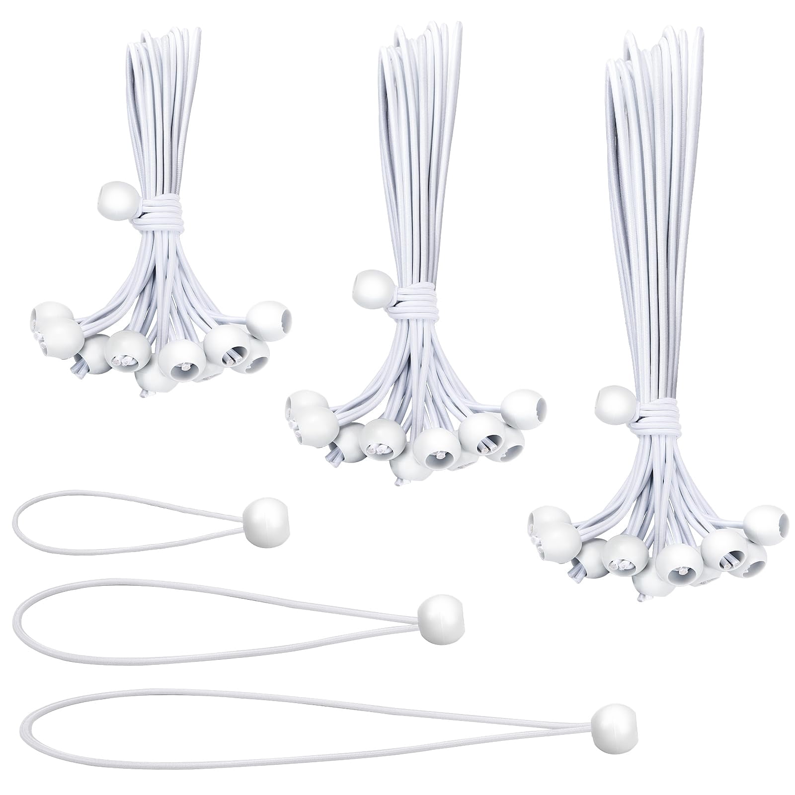 30PCS of 3 Sizes Ball Bungee Cords, 6, 9, 11 Inch Tarp Canopy Bungee Balls, Heavy Duty Tie Down Cord for Shelter, Gazebo, Camping, Tent, Cargo, Holding Wire and Hoses (Ball Size 1 inch)
