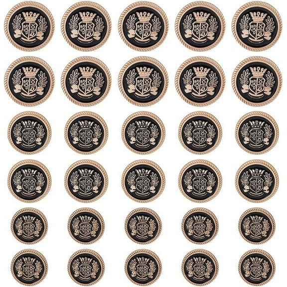 30PCS 3 Sizes Gold Round Metal Buttons Vintage Wheat Badge Blazer Button Set 15mm 17mm 20mm Alloy Enamel Shank Snaps Accessories for Sewing Clothes DIY Crafts Suits Uniform diy