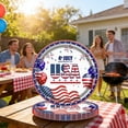 thumbnail image 1 of 30PCS 4th of July Paper Plates, 7 Inch Red White Blue Patriotic Dessert Plates, Disposable American Flag USA Party Plate Tableware Set, Party Decorations for Fourth of July Memorial Day Independence, 1 of 9