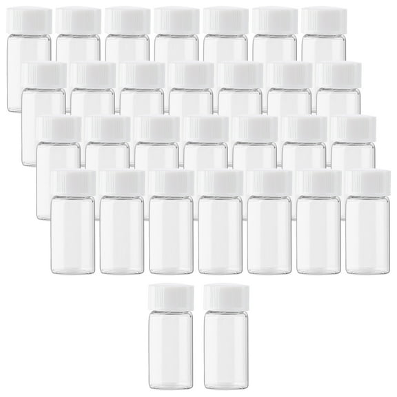 30PCS 5ml (0.17 Oz) Clear Liquid Sampling Sample White Screwcap Glass Bottles Vials for Chemistry Lab Chemicals