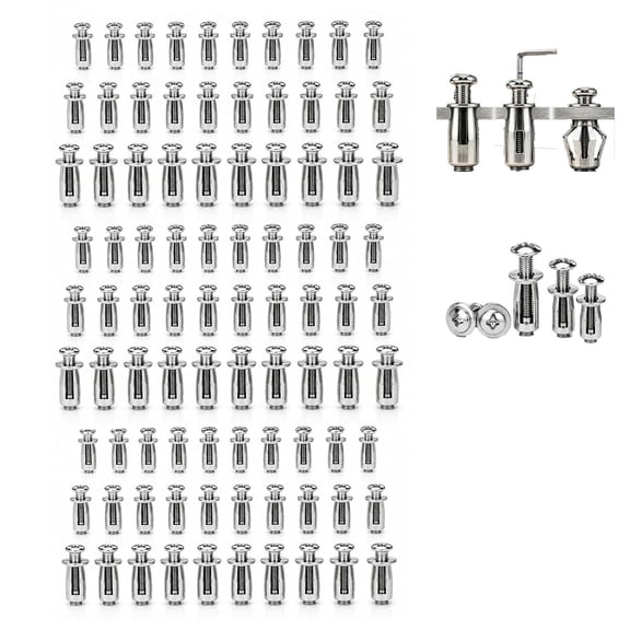 30PCS/60PCS/90PCS Button Rivet Locking Nuts Set with M4, M5, M6,3 Sizes | Heavy Duty Carbon Steel High-Strength Industrial Hardware, Bolt-Compatible, For Fixing, Reinforcement(90pc)