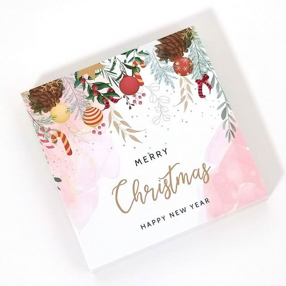 30PCS 8*8cm Wrapping Decor Xmas Tree Ornament Happy New Year Merry Christmas Cards Note Card Greeting Postcard 3