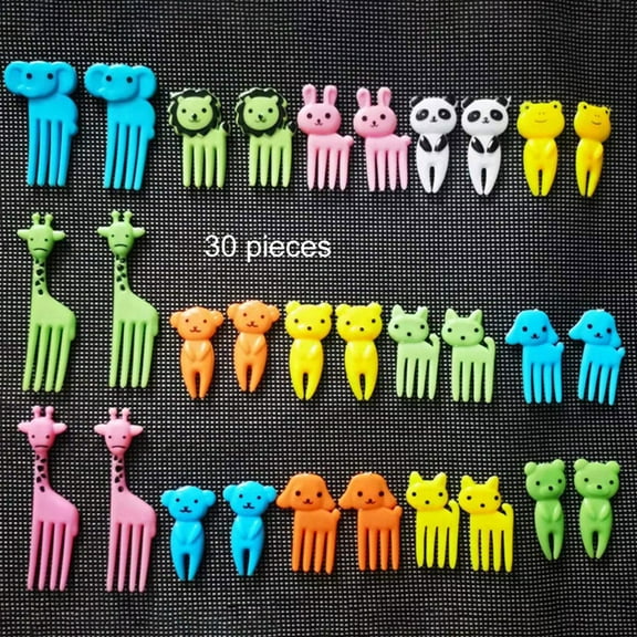 30PCS Animal Fruit Food Picks, Bento Box Picks, Mini Cartoon Animal Food Toothpicks, Lunch Bento Forks Picks for Kids