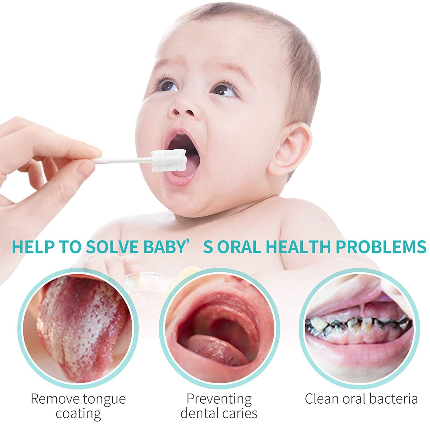 30PCS Baby Toothbrush, Newborn Baby Tongue Cleaner Toothbrush Clean Baby Gums Disposable Tongue