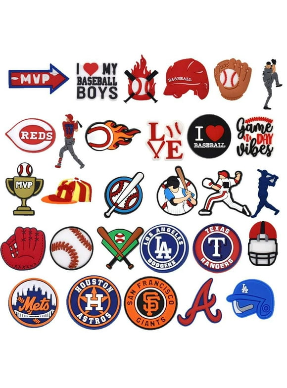 30PCS Baseball Shoe Charms for Clog, Decorations & Favors for Kids Girls Boys Teens