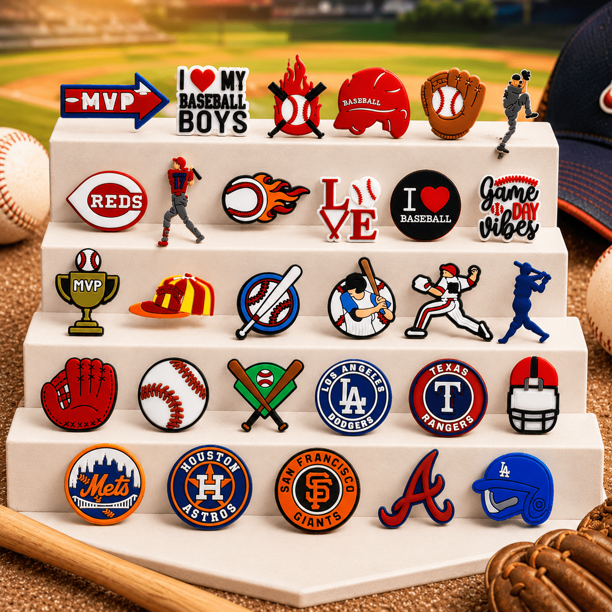 IVASKY Baseball Shoe Charms, 30PCS Sports Decorations for Crocs