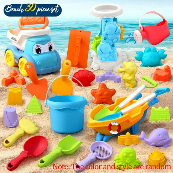 30PCS Beach Toys for Kids 3-10 Sand Bucket and Shovels Set with Sand Castle Building Kit Beach Essentials Sandbox Toys for Toddlers