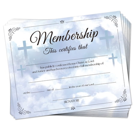 30PCS Blue Church Membership Certificates for New Members 9.8"x7.8" Cloud Blank Certificates Paper of Christian Membership