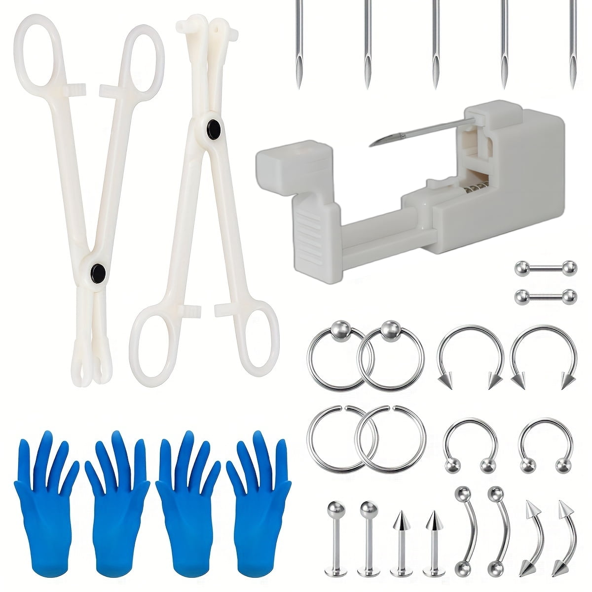 30PCS Body Piercing Gun Kit,14G 16G 20G Stainless Steel for all Body