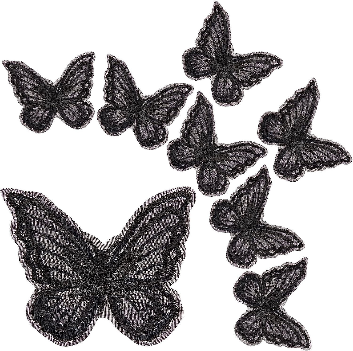 30PCS Butterfly Lace Trim Double Layers Organza Black Butterfly Lace ...