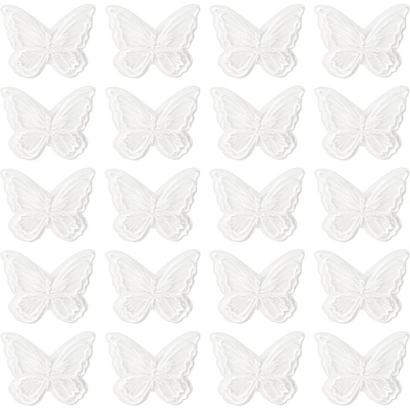 30PCS Butterfly Lace Trim Double Layers Organza White Butterfly Lace Fabric Sewing Embroidery Applique Patches for DIY Craft Wedding Bride Hair Accessories Dress Curtain DIYDIY