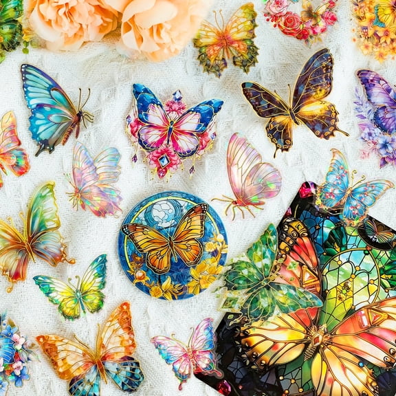 60PCS Butterfly Scrapbook Stickers, Personalized Custom Cute Small Junk Journal Planner Journaling Scrapbooking Stickers Supplies