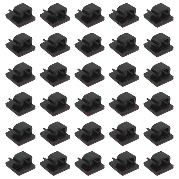30PCS Cable Clips Self Adhesive Cable Clips Organizer Cable Wire Management for Desk Wall Workshop Home Office Outdoors Christmas Decorations Fairy Light Y4-KTYXK (Black)