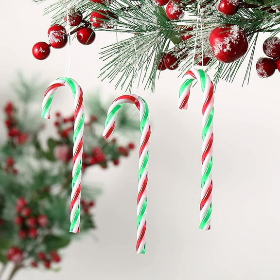30PCS Candy Canes Decorations Plastic Christmas Tree Hanging Ornaments (Green,15cm)