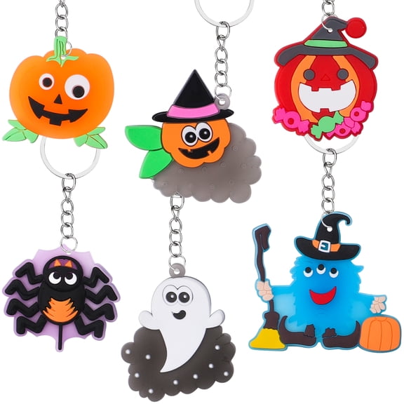 30PCS Cartoon Halloween Element Keychains Pumpkin Ornament KeyChains