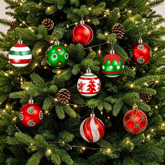 30PCS Christmas Balls Ornaments,60MM Shatterproof Festive Wedding Hanging Ornaments Christmas Ornaments Baubles Set for Xmas Tree Christmas Tree Decoration