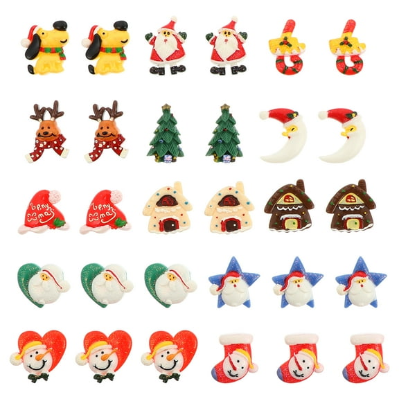 30PCS Christmas DIY Resin Charms Flat Back Embellishment Phone Case Decor