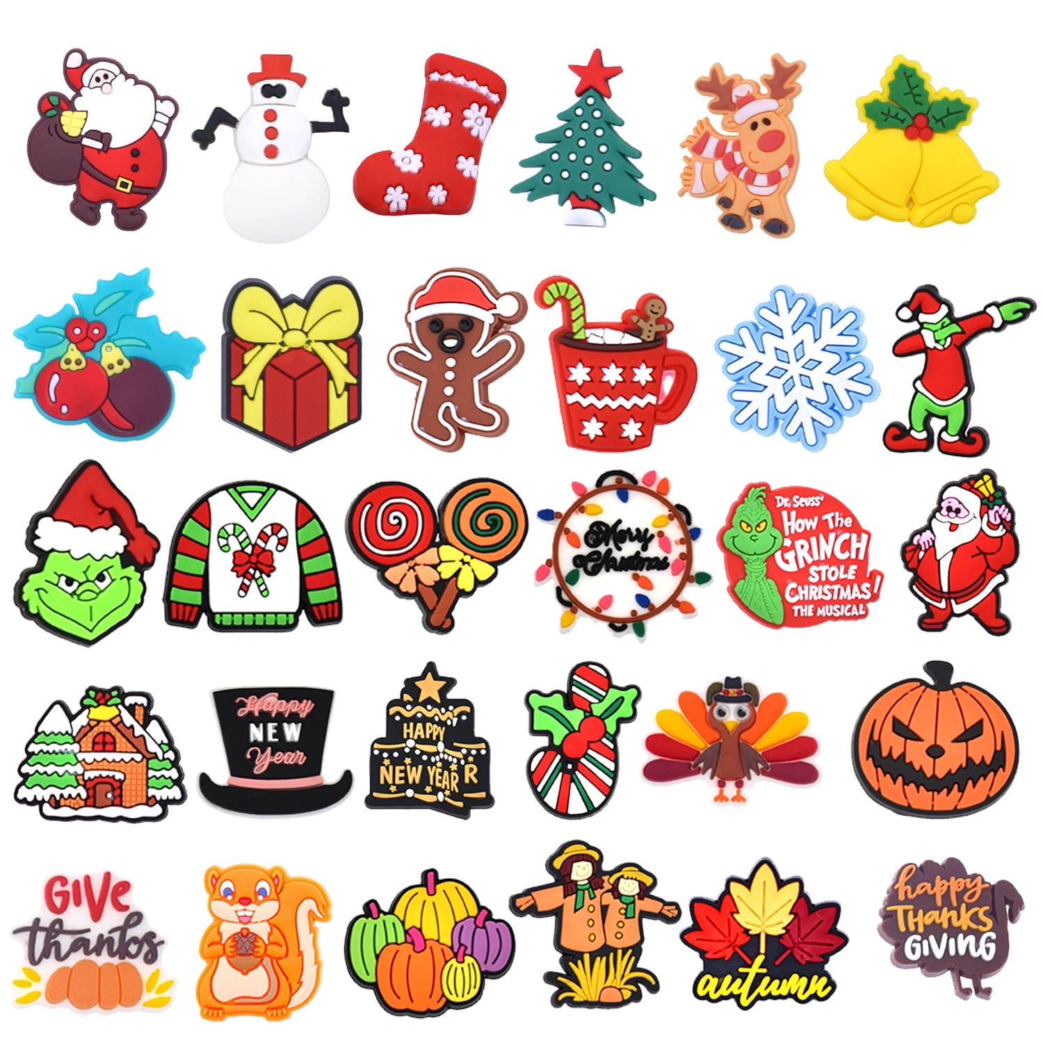 30PCS Christmas Holiday Shoe Charms for Croc Clog, Decorations & Favors for  Kids Girls Boys Teens - Walmart.com