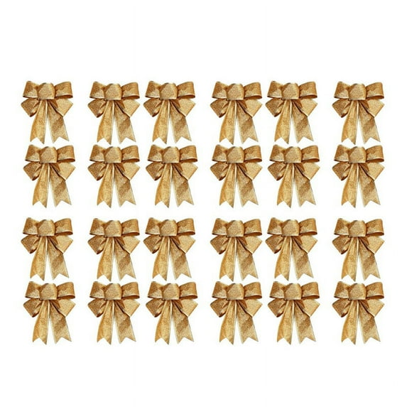 30PCS Christmas Tree Decoration Bows Ribbon Gold 25 x 21cm Xmas Ornaments
